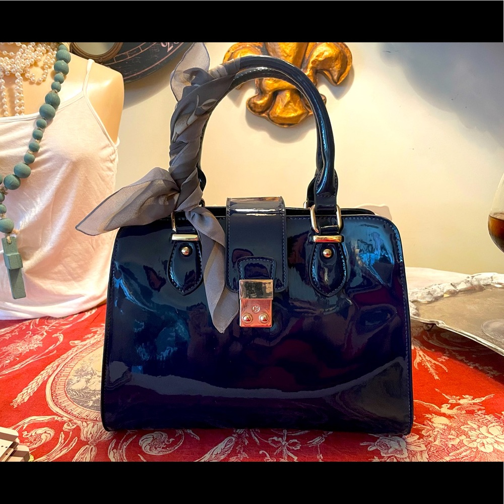 Dark Blue top handle satchel